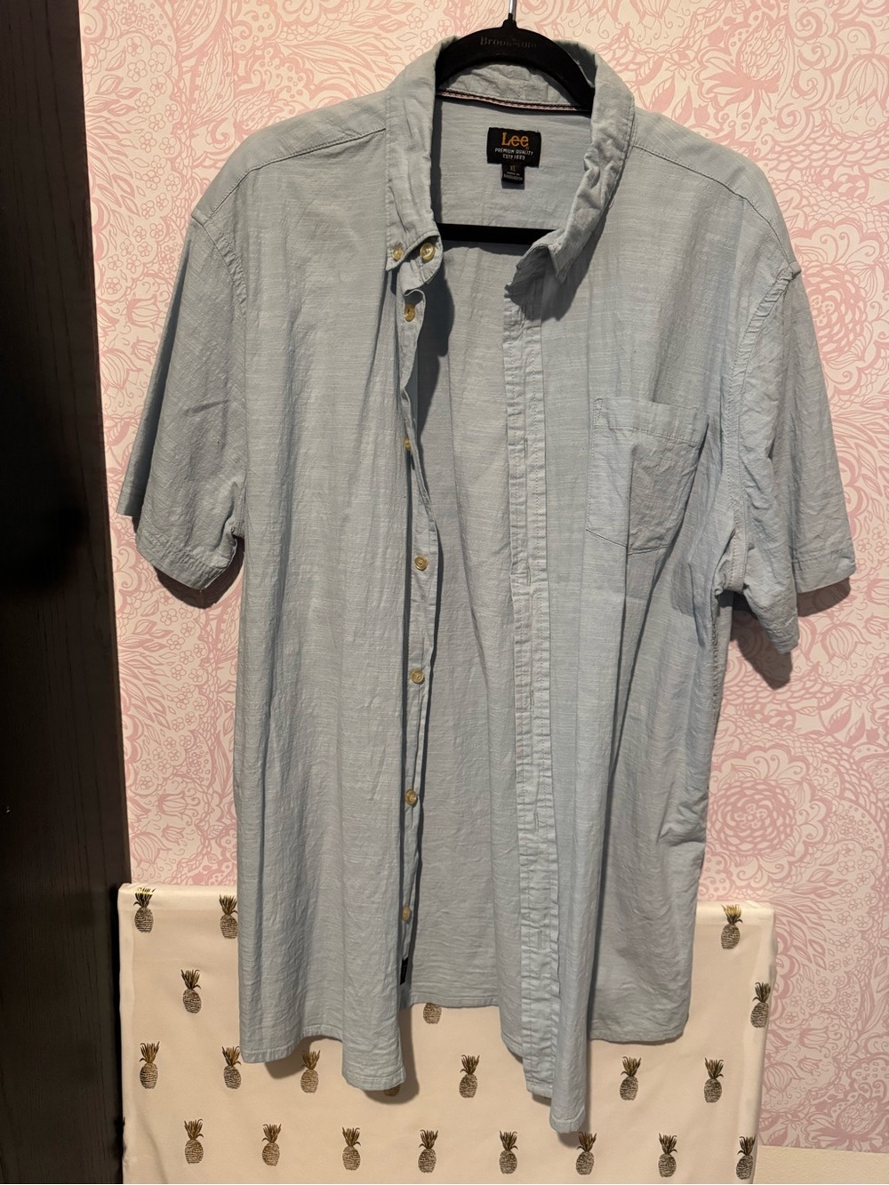 Lee Men’s Pale Blue Short-Sleeve Button-Down Shirt